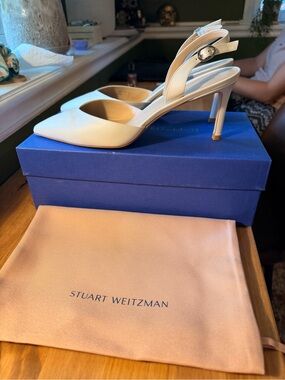 Stuart Weitzman Julia Sling Pump Cream Heels